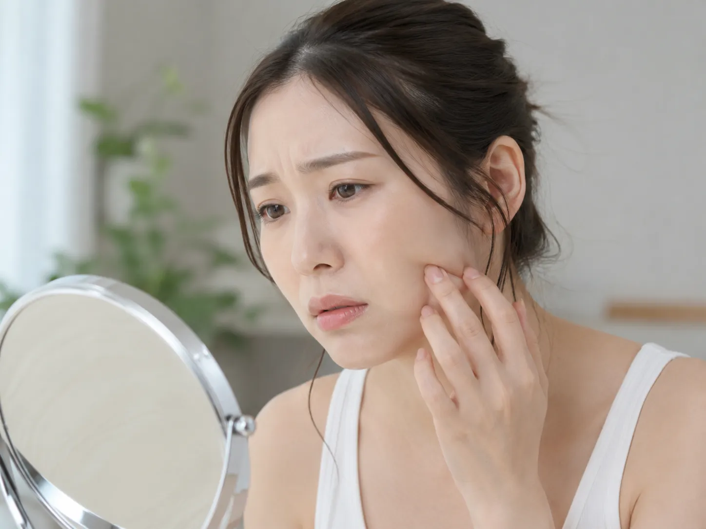 重力やスマホの見すぎで脂肪が下がるイメージ