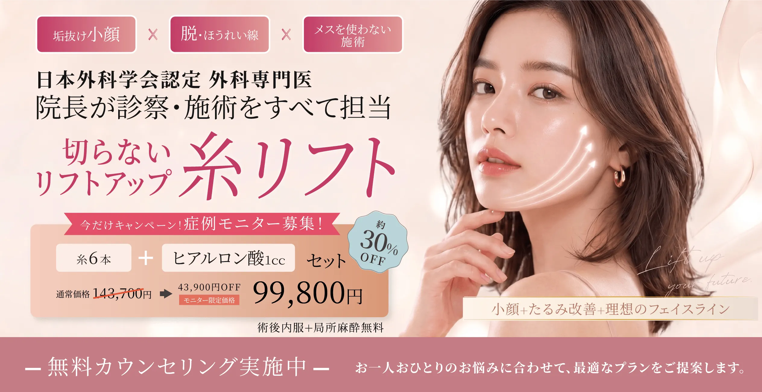 糸を使った切らないリフト